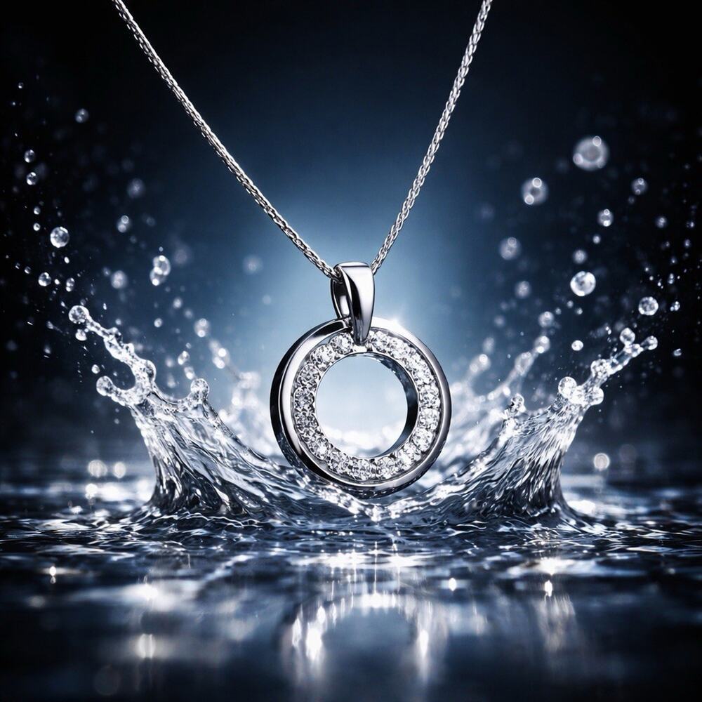 Sterling Silver & Gemstone Double circle Pendant & Chain